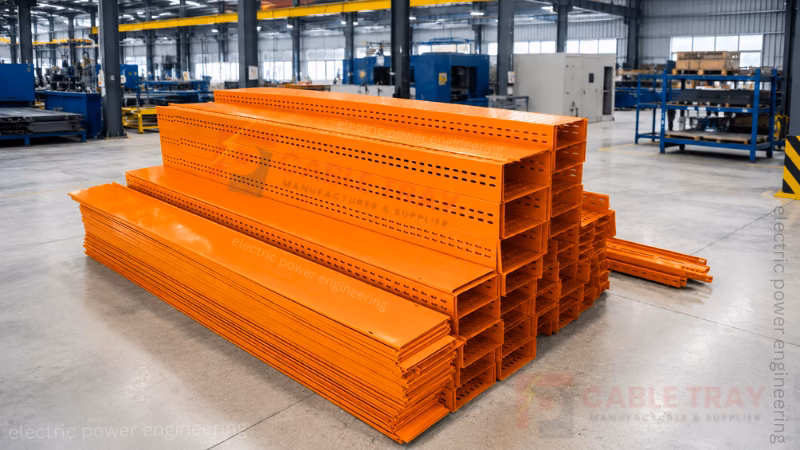 Powder Coated cable tray perforated, gi, ladder type